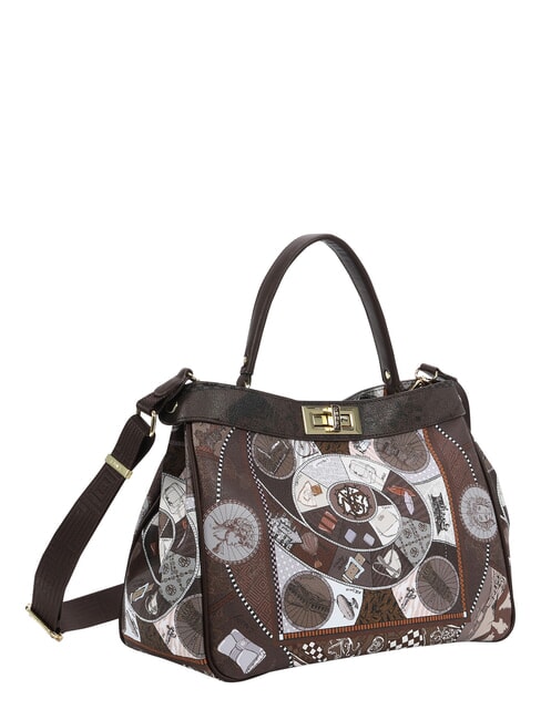 FASHIONOPOLY Borsa bauletto a mano, con tracolla choco - Borse Donna