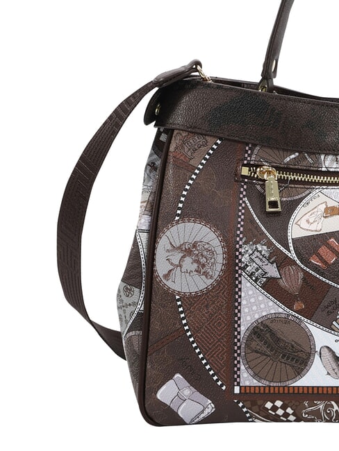 FASHIONOPOLY Borsa bauletto a mano, con tracolla choco - Borse Donna