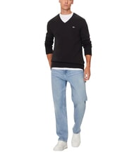 TOMMY HILFIGER TH JEANS  Maglioncino scollo a v in cotone black - Maglie Uomo - 3