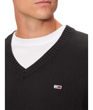 TOMMY HILFIGER TH JEANS  Maglioncino scollo a v in cotone black - Maglie Uomo - 6