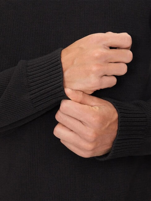 TH JEANS  Maglioncino scollo a v in cotone black - Maglie Uomo