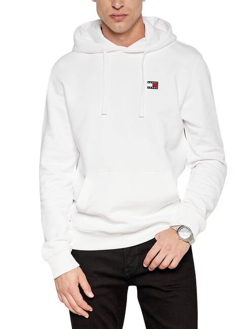 TH JEANS Felpa in cotone con cappuccio ancient white - Felpe Uomo