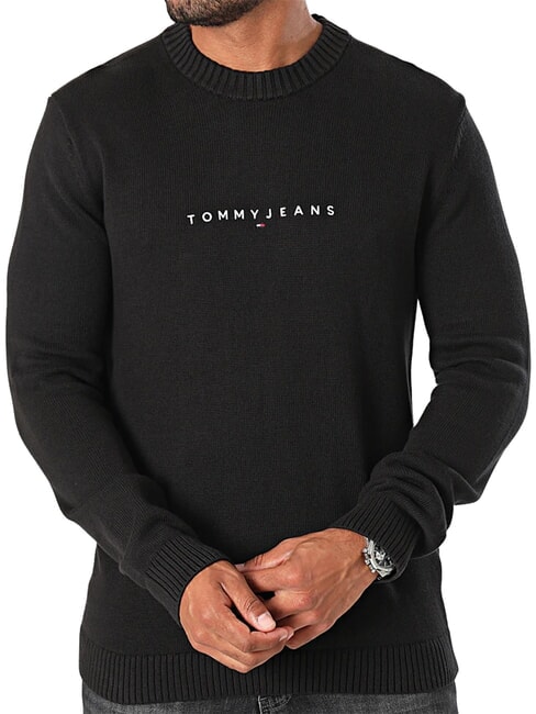 TH JEANS Maglioncino in cotone a girocollo black - Maglie Uomo