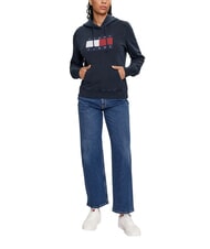 TOMMY HILFIGER TH JEANS Felpa in cotone dark night navy - Felpe Donna - 4