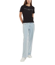 TOMMY HILFIGER TH 1985 T-Shirt in cotone black - T-shirt e Top Donna - 3