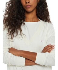 TOMMY HILFIGER TH JEANS Maglioncino a scollo a v ancient white - Maglie Donna - 4