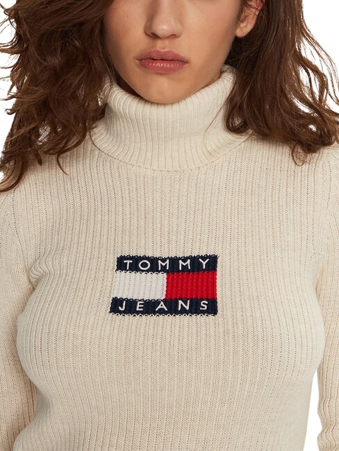 TH JEANS Maglione dolcevita ancient white melange - Maglie Donna