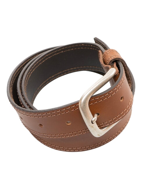DOUBLE STITCHING Cintura in pelle accorciabile cognac - Cinture