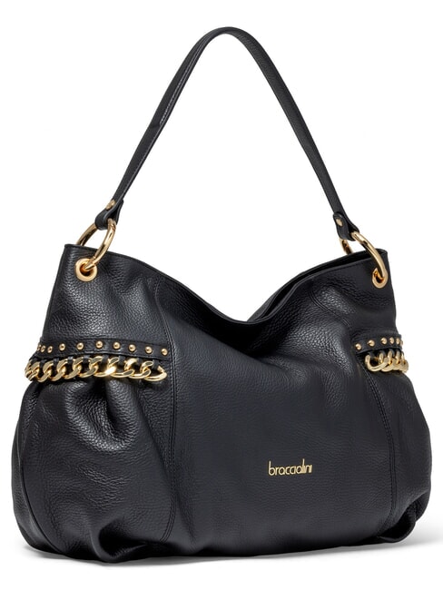 NORA Borsa a spalla in pelle con catena nero - Borse Donna
