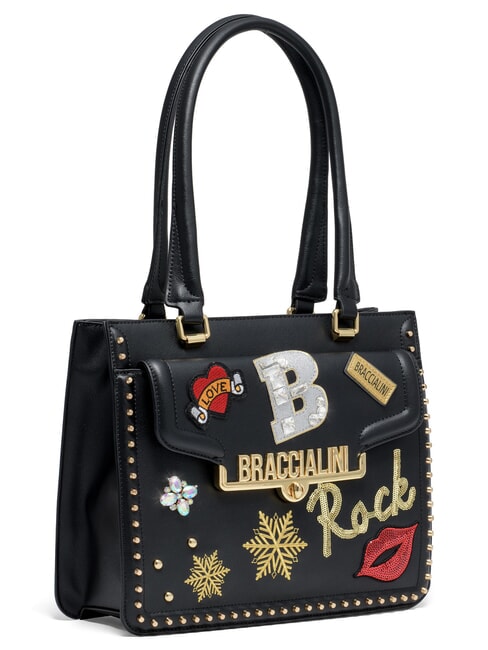 ROCK Borsa patch a spalla nero - Borse Donna