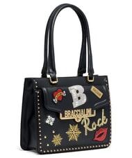 BRACCIALINI ROCK Borsa patch a spalla nero - Borse Donna - 2