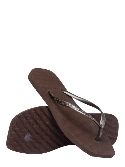 SLIM SQUARE Infradito punta quadrata darkbro - Scarpe Donna