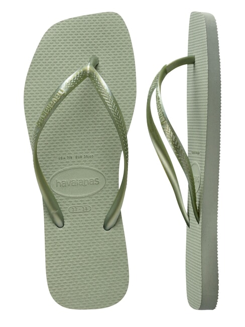 SLIM SQUARE Infradito punta quadrata smoke green - Scarpe Donna