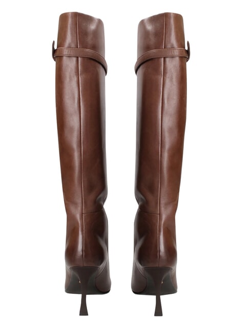 ME25 Stivale alto, tacco 9, in pelle darkbrown - Scarpe Donna