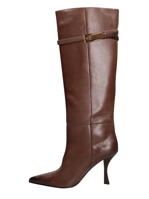 ME25 Stivale alto, tacco 9, in pelle darkbrown - Scarpe Donna