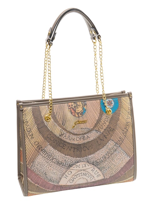 PLANETARIUM Borsa a spalla manici catena wild watercolor/ dk taupe - Borse Donna