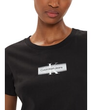 CALVIN KLEIN FADED MONOLOGO SLIM T-shirt a manica corta, in cotone black - T-shirt e Top Donna - 4