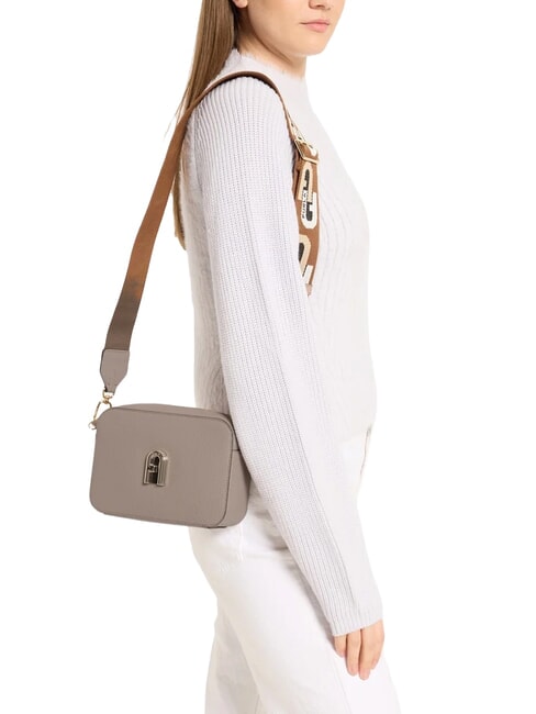 GARDENIA Borsa camera case in pelle stampa keria taupe+toni cognac - Borse Donna