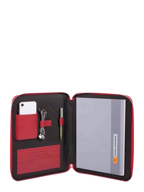 PQ-BIOS Portablocco A4 in pelle e tessuto ROSSO - Porta tablet & Organizer