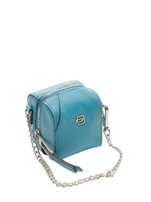 MUSE Portachiavi in pelle, con catennella Azzurro - Portachiavi