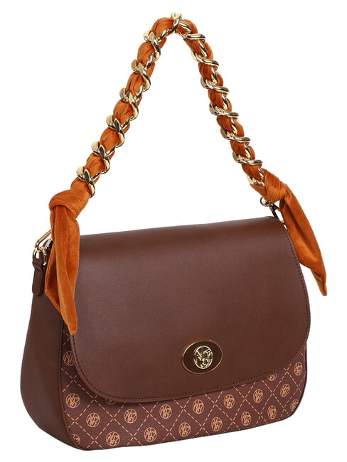 EMILY Borsa a spalla con catena chocolate logo - Borse Donna