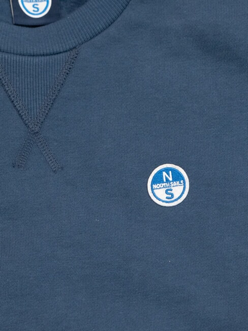 ROUND LOGO Felpa girocollo in cotone dark denim - Felpe Uomo