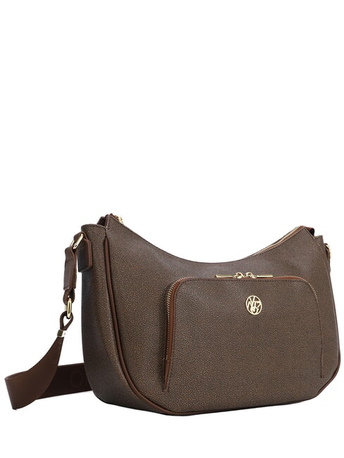 LUX Borsa hobo a tracolla con tasca choco - Borse Donna
