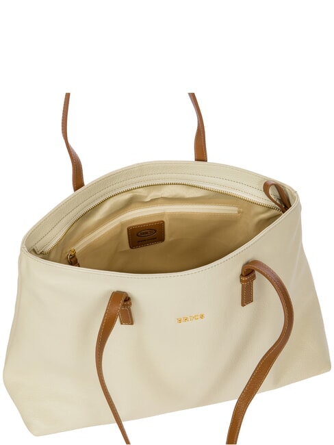 CREMONA S Borsa shopping in pelle, a spalla PANNA - Borse Donna