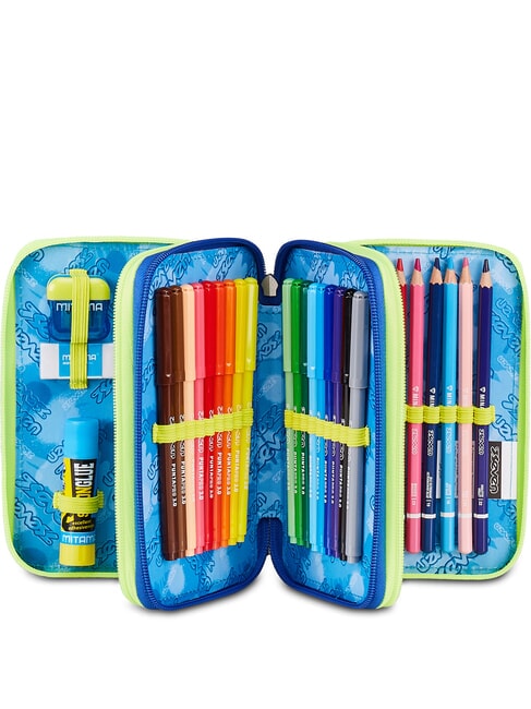 BLU FUSION Astuccio con Kit Scolastico turchese fluo - Astucci e Accessori