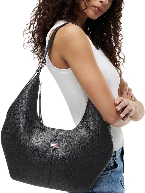 TJW SLOUCHY Borsa a spalla, con placchetta black - Borse Donna