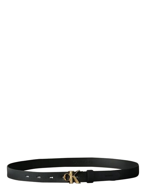 FACTED CK BUCKLE Cintura in pelle black / antique light gold - Cinture