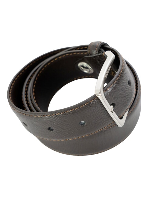 CLASSIC Cintura in pelle saffiano, accorciabile darkbrown - Cinture