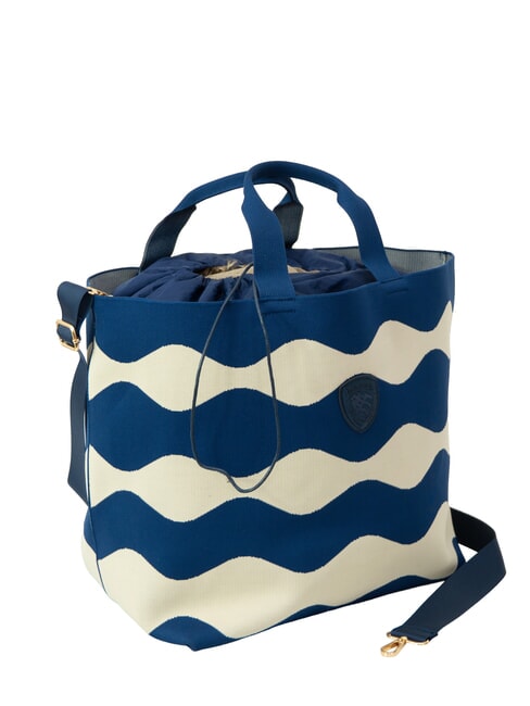 KNITTED Borsa da mare a mano, con tracolla cream/navy - Borse Donna