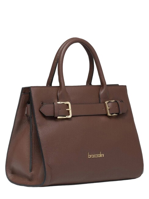 HELLEN Borsa a mano in pelle con tracolla marrone - Borse Donna