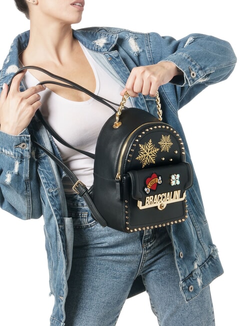 ROCK Zaino con tasca anteriore a clip nero - Borse Donna