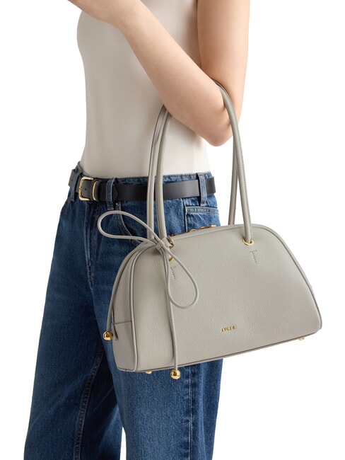 POPPY Borsa a spalla, in pelle stone gray - Borse Donna