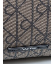 CALVIN KLEIN EMBLEM JAQUARD L Borsa a spalla lotus beige/black aop jqd - Borse Donna - 3
