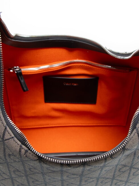 EMBLEM JAQUARD L Borsa a spalla lotus beige/black aop jqd - Borse Donna