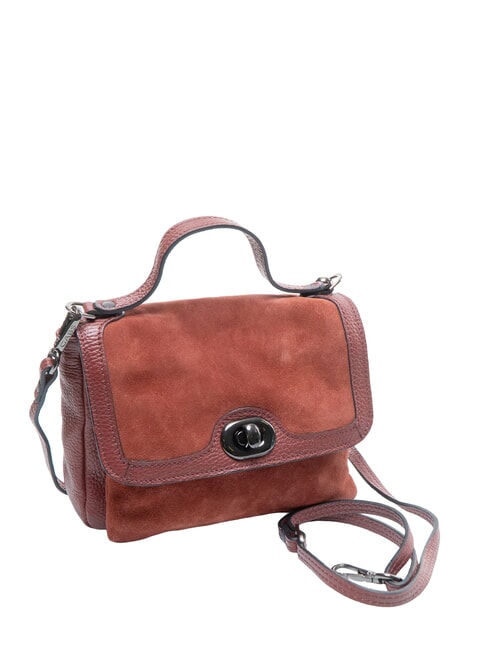SHAILA Borsa mini a mano con tracolla, in pelle terracotta - Borse Donna