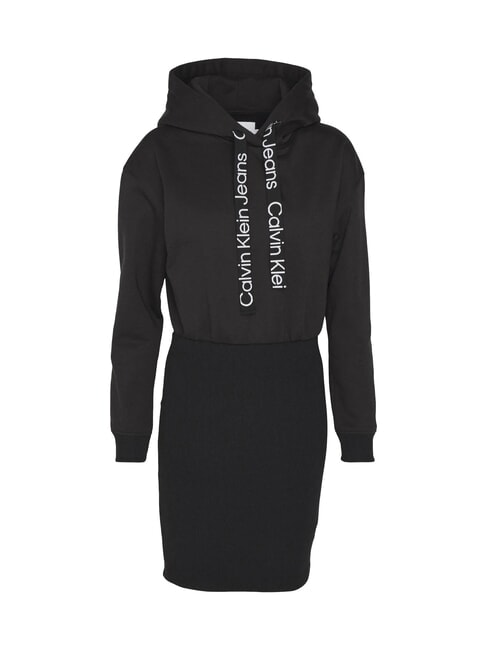 CK JEANS Abito con cappuccio ck black/bright white - Vestiti Donna