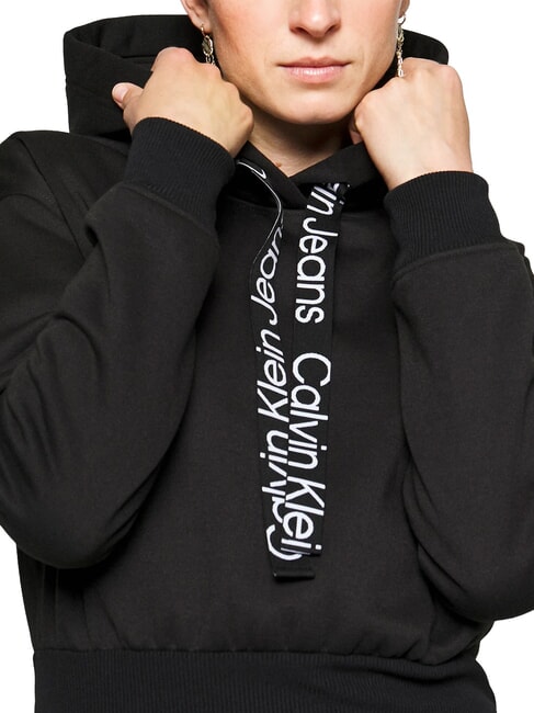 CK JEANS Abito con cappuccio ck black/bright white - Vestiti Donna