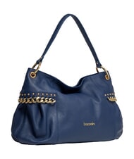 BRACCIALINI NORA Borsa a spalla in pelle con catena blu - Borse Donna - 2