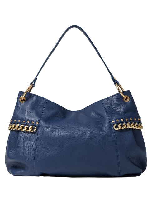 NORA Borsa a spalla in pelle con catena blu - Borse Donna
