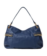 BRACCIALINI NORA Borsa a spalla in pelle con catena blu - Borse Donna - 3