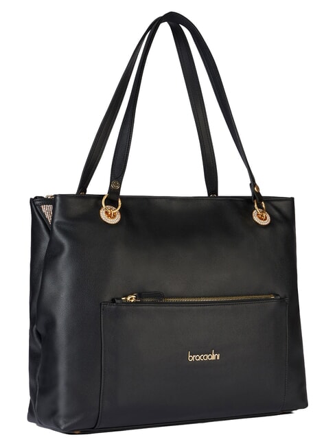NORA Borsa a spalla in pelle con tasca nero - Borse Donna