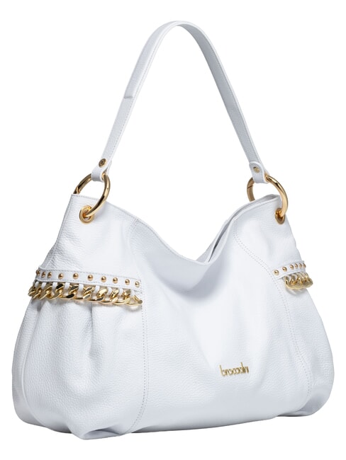 NORA Borsa a spalla in pelle con catena bianco - Borse Donna