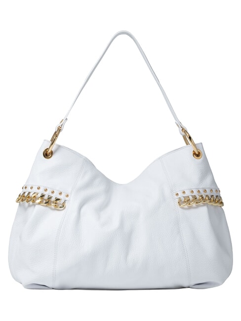NORA Borsa a spalla in pelle con catena bianco - Borse Donna