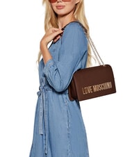 LOVE MOSCHINO BOLD LOVE Borsa a spalla, con catena castagna - Borse Donna - 5