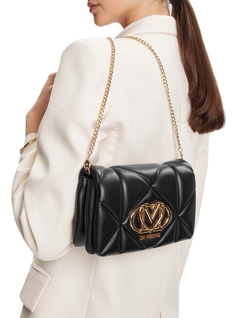 EMBOSSED Borsa mini a spalla, con catena Nero - Borse Donna