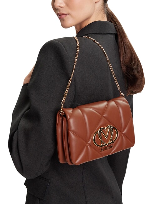 EMBOSSED Borsa mini a spalla, con catena castagna - Borse Donna